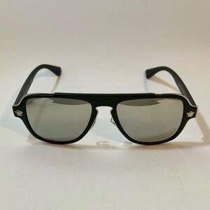 Versace Black Mirror Sunglasses with Silver Details